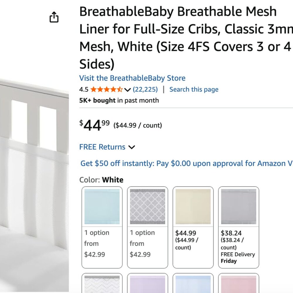 Mesh Crib Liner
